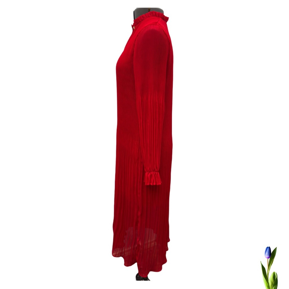 H&M Red pleated Chiffon Midi Dress size 4 - Picture 5 of 8